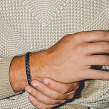 Men's Gunmetal Sterling Silver Genuine Black Spinel Bracelet