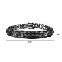 Men's Gunmetal Sterling Silver Genuine Black Spinel Bracelet