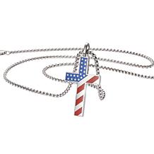 Men's Stainless Steel American Flag Cross Pendant with Chain Necklace