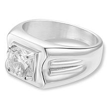 Men's Stainless Steel CZ Signet Ring 