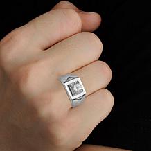 Men's Stainless Steel CZ Square Signet Ring