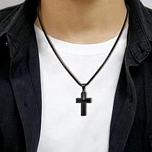 Men's Stainless Steel Double Cross Pendant with Chain
