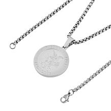 Men's Stainless Steel Guardian Angel Pendant with Chain
