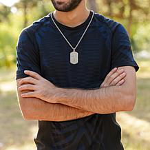 Men's Stainless Steel Prayer Cross Dog Tag Pendant with Chain