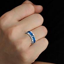 Men's Two-Tone Stainless Steel Tire Tread CZ Ring