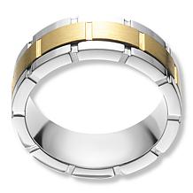 Men's Two-Tone Stainless Steel Tire Tread Spinner Band Ring