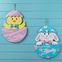 Metal Bunny and Chick Easter Egg Yard Stake
