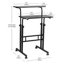 Mind Reader 2-Tier Extra Large Mobile Sitting/Standing Desk