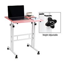Mind Reader 2-Tier Rolling Sitting/Standing Desk with Storage, Pink