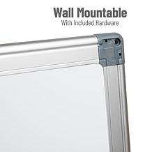 Mind Reader 24x36 Wall Mount Dry Erase Board with Marker Tray, White