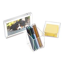 Mind Reader 3 Piece Desk Organizer Acrylic Clear