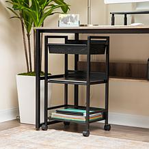 Mind Reader 3 Tier Cart with Covered Compartment Organizer Metal