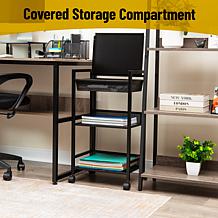 Mind Reader 3 Tier Cart with Covered Compartment Organizer Metal