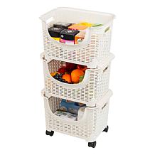 Mind Reader 3-Tier Stackable Rolling Storage Bins Set