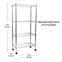 Mind Reader 4-Tier Heavy-Duty Adjustable Metal Storage Rack w/Wheels