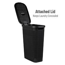 Mind Reader 40L Laundry Hamper with Lid Linen Design Black