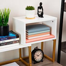 Mind Reader 5 Compartment Desktop Bookshelf Organizer White