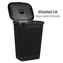 Mind Reader 60L Laundry Hamper Linen Design Black
