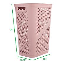 Mind Reader 60L Perforated Pink Plastic Hamper with Lid