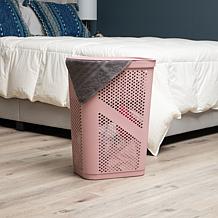 Mind Reader 60L Perforated Pink Plastic Hamper with Lid 