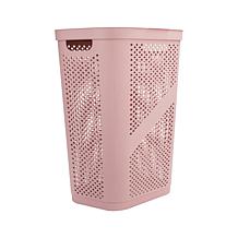 Mind Reader 60L Perforated Pink Plastic Hamper with Lid 