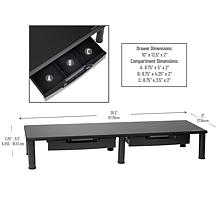 Mind Reader Adjustable Dual Monitor Stand w/ 2 Storage Drawers, Black