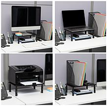 Mind Reader Adjustable Iron Monitor Stand 2-Pack, Black