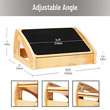 Mind Reader Adjustable Wooden Foot Rest with Anti-Slip Surface