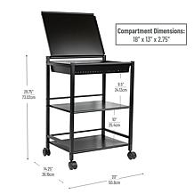 Mind Reader Cart with Covered Compartment Office Organizer Metal