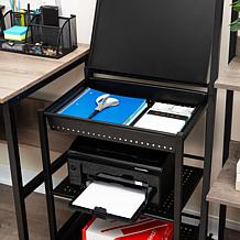 Mind Reader Cart with Covered Compartment Office Organizer Metal