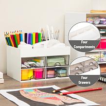 Mind Reader Craft Supply Organizer with Top Tray and 4 Drawers