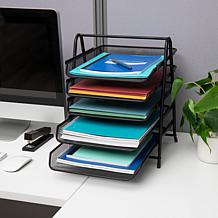 Mind Reader Desk Organizer with 5 Sliding Paper Trays - Yellow
