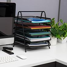 Mind Reader Desk Organizer with 5 Sliding Paper Trays - Yellow