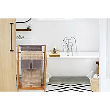 Mind Reader Freestanding 3-Tier Bamboo Towel Rack with Shelf, Brown