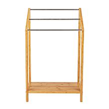 Mind Reader Freestanding 3-Tier Bamboo Towel Rack with Shelf, Brown