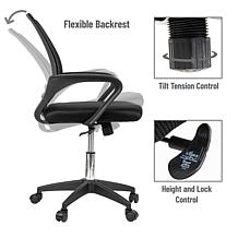 Mind Reader Mesh Height Adjustable Office Chair with Wheels Black