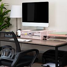 Mind Reader Mesh Monitor Stand with Storage Drawer Metal