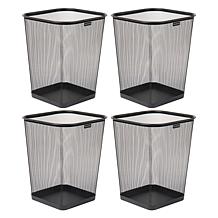 Mind Reader Mesh Trash Can Waste Paper Basket Square Metal Set of 4