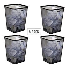 Mind Reader Mesh Trash Can Waste Paper Basket Square Metal Set of 4