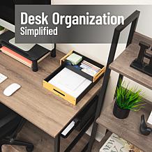 Mind Reader Metal and Wood Tiered Desktop Trays