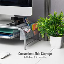 Mind Reader Metal Mesh Monitor Stand and Desk Organizer 2-pack