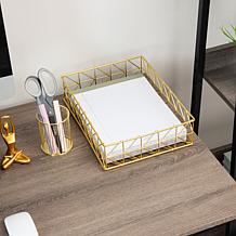 Mind Reader Modern Document Organizer Desktop Organizer Metal Gold