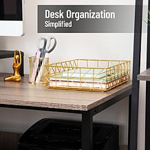 Mind Reader Modern Document Organizer Desktop Organizer Metal Gold
