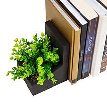 Mind Reader Planter Bookends with Faux Greenery Decorative Set of 2