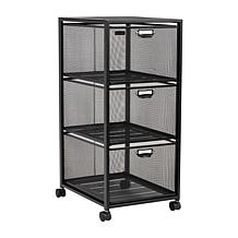 Mind Reader Rolling File Cabinet with 3 Drawers, Black