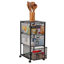 Mind Reader Rolling File Cabinet with 3 Drawers, Black
