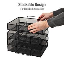 Mind Reader Stackable Paper Tray Desktop Organizer File Storage 4 Pcs