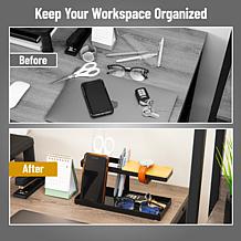 Mind Reader Tower Deskbar Organizer with Wood Platform