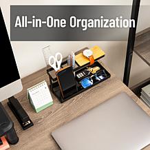 Mind Reader Tower Deskbar Organizer with Wood Platform