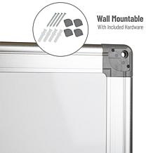 Mind Reader Wall Mount Dry Erase Magnetic Board with Marker Shelf